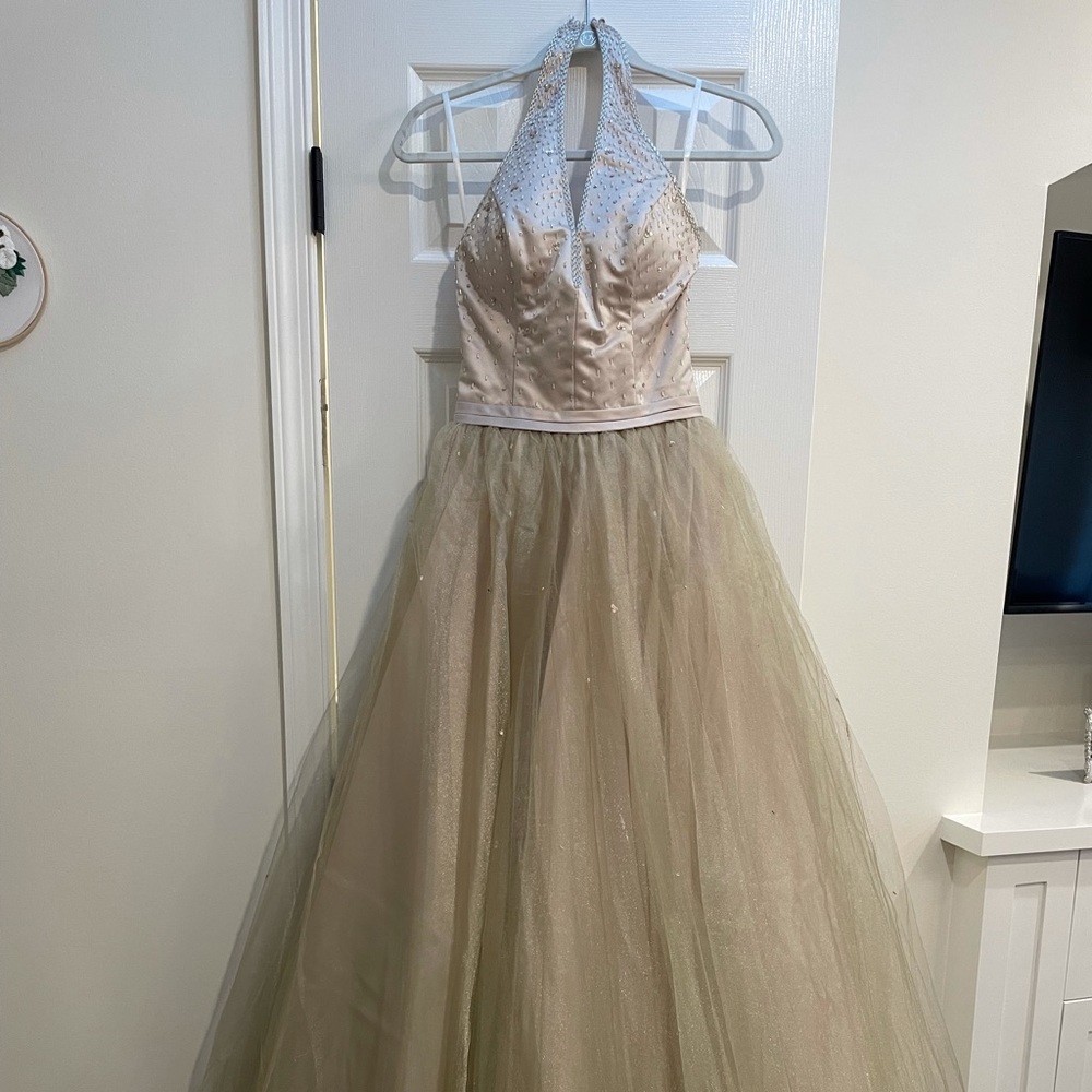 Champagne Halter Evening Gown